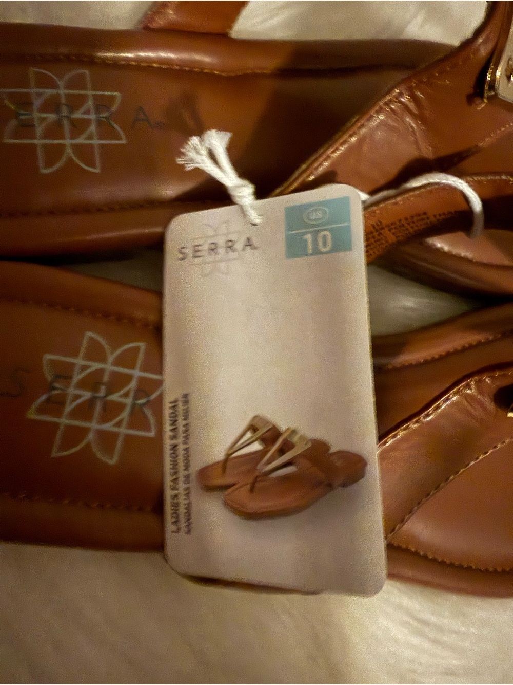 Women's Brown Thong Sandals with Gold Accent Size 10 - Picture 7 of 8